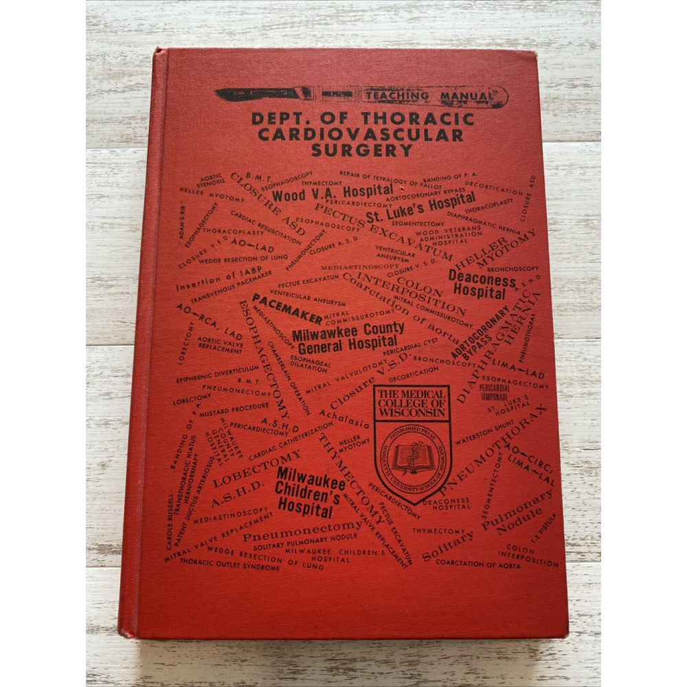 Vintage Red Hardcover Thoracic Cardiovascular Surgery Training Manual Milwaukee